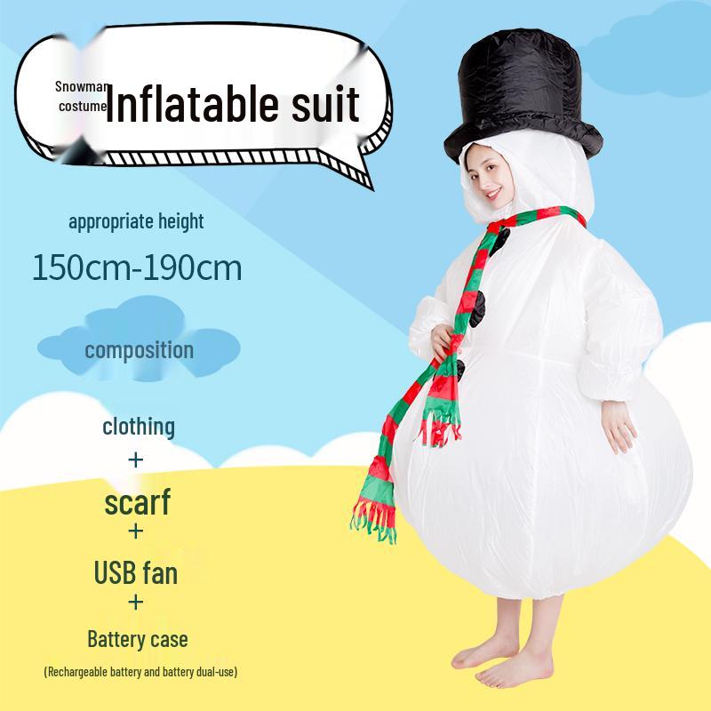 Adult Christmas Santa Claus and Snowman Inflatable Costume with Accessories