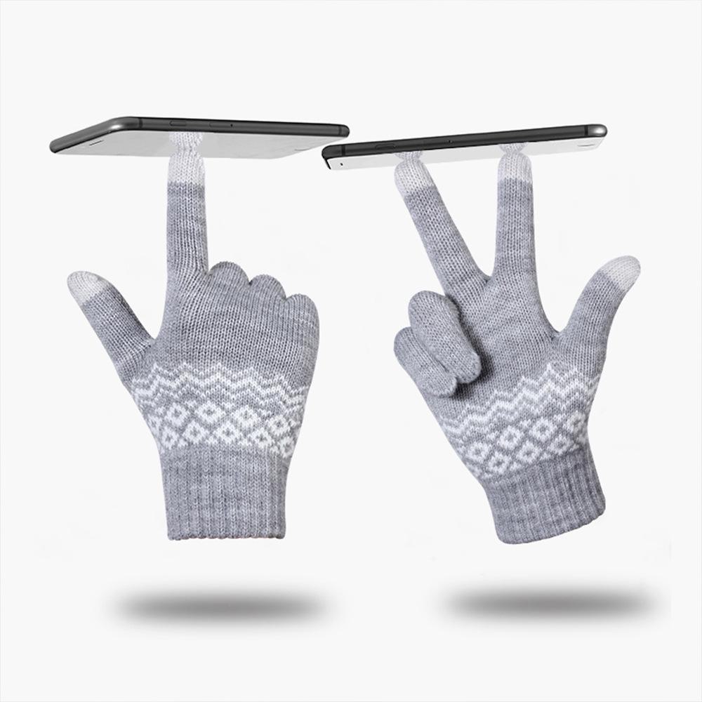 Unisex Winter Touchscreen Fleece Gloves - Korean Style, Thickened for Outdoor Sports, Cold-Proof Wool for Electric Car Use