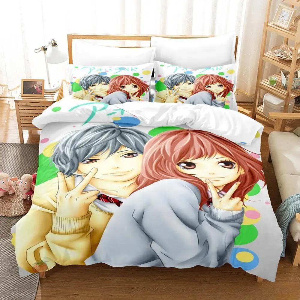 3D Print Anime Ao Haru Ride Bedding Set Single Twin Full Queen King Size Bed Set Adult Kid Bedroom Duvetcover Sets Home Textiles