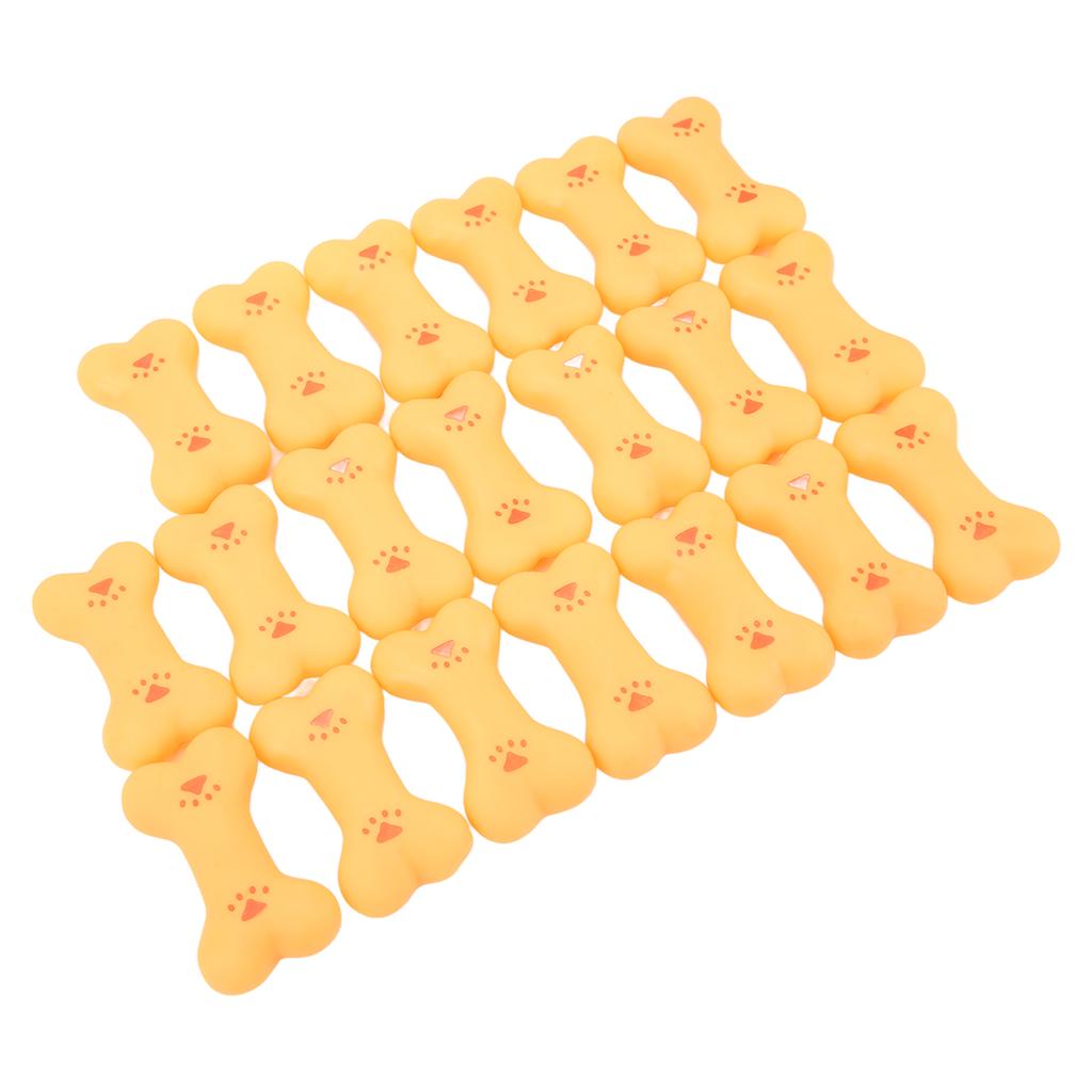 20pcs Rubber Dog Squeaky Bone Toy Teeth Cleaning Dog Bone Chewing Toy for Small Medium Dogs