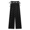 Bow lace wide-leg pants women's summer thin new high waist drape straight small printed Yamamoto pants