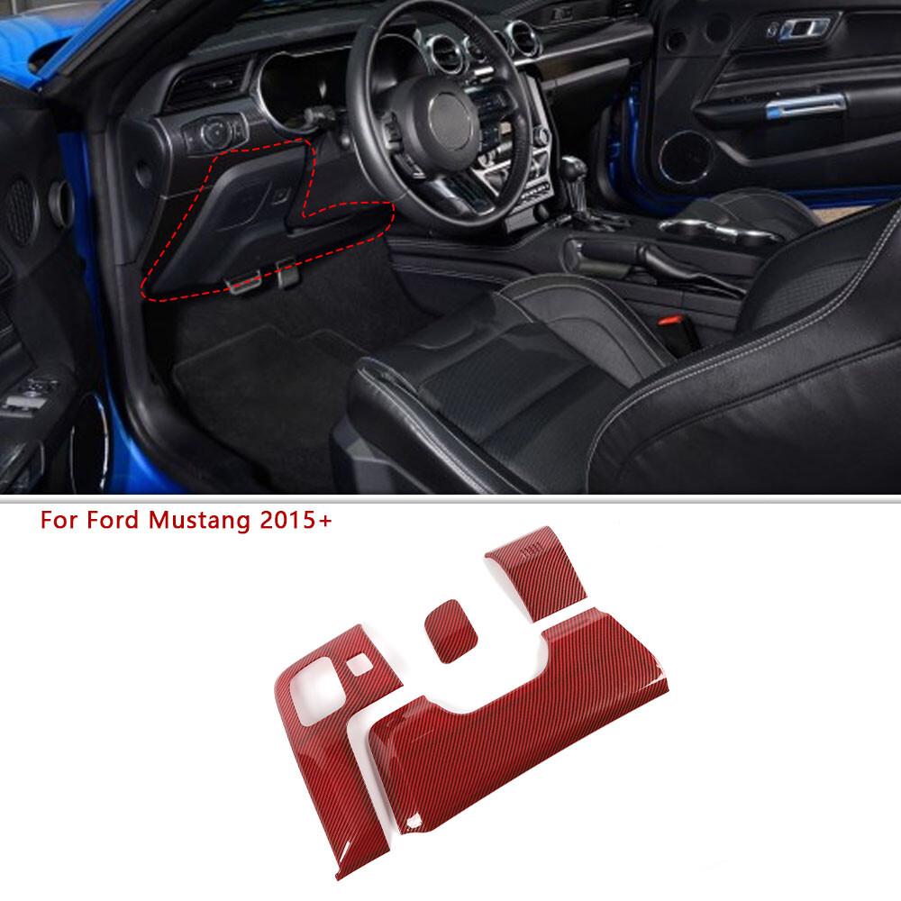 Steering Wheel Lower Panel Cover Trim Bezels For Ford Mustang 2015+ Red Carbon