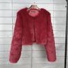 Korean Style Women's Short Toscana Faux Fur Coat - Solid Color