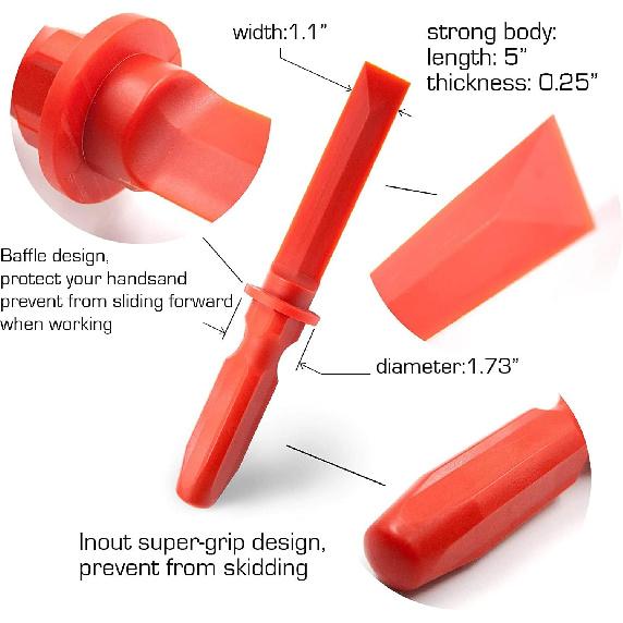 CKAuto Non-Marring Super Grip Plastic Chisel Scraper, Wheel Weight Remover,Red