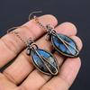 Labradorite 999 Copper Wire Wrapped Earrings, Handmade Gemstone Earrings Jewelry, Gifts For Wife Brand New Earrings