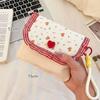 Womens Small Coin Purse Heart Button Decor Lipstick Sanitary Napkin Coin Money Bag Floral Earphones Data Cable Storage Case