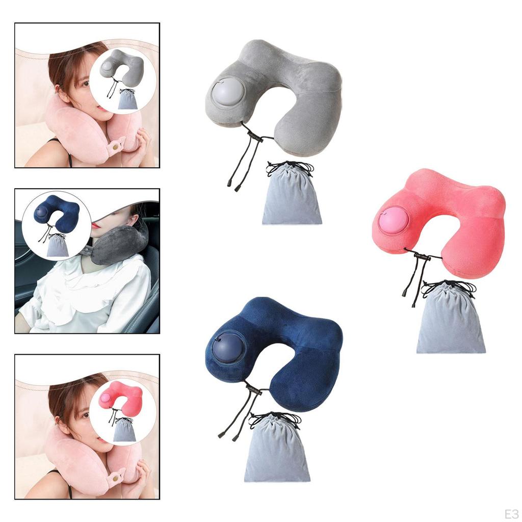 Travel Neck Pillow Inflatable Essential Support for Airplane Napping Office