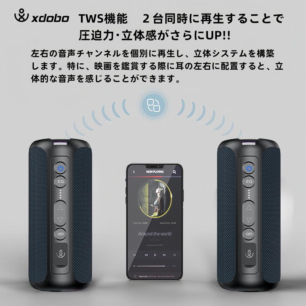 Xdobo 50W Bluetooth Bluetooth Loud Ultra Deep Wireless TV Speaker with RGB LED for Mobile TWS Compatible Speaker, 5.3, Stereo, Bass, Waterproof,