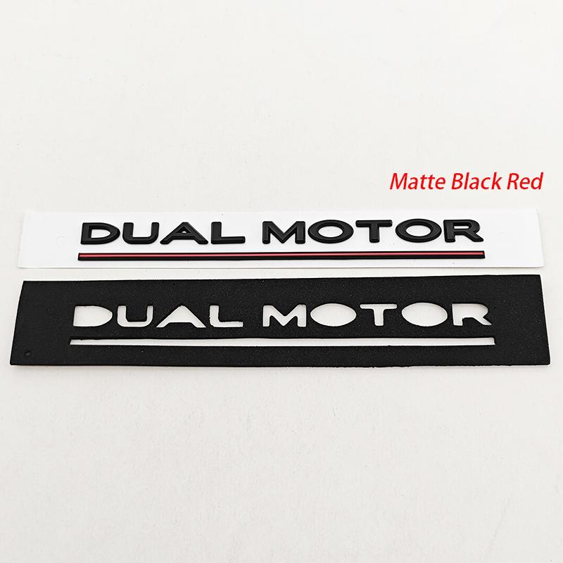 3D ABS Chrome Red Line Black Logo DUAL MOTOR Emblem Letters Car Styling Trunk Badge Sticker for Model3/Y/S/X DUAL MOTOR Accessories
