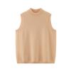 Women's Loose Casual Cashmere Sleeveless Sweater with Half-High Neck
