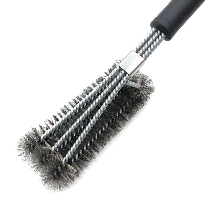 Three-Head Stainless Steel Grill Cleaning Brush for BBQ and Oven