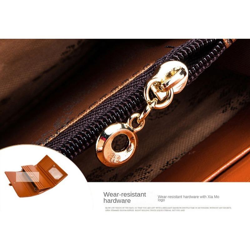 Dreifach-Damen-Geldbörse aus reinem Leder, lange Schnallen-Ledertasche, Echtleder-Multi-Card-Geldbörse mit großer Kapazität, Damen-Geldbörse, Leder-Geldbörse