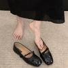 Black Mary Jane Shoes Women's Shoes Spring and Autumn 2025 New Bow Square Head Light Mouth Soft Flat Shoes