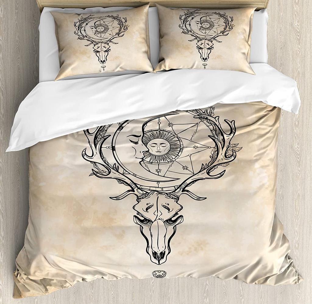 Set Biancheria da Letto Animali Per Camera da Letto Letto Casa Teschio Mimetico Design Militare con Vari Copripiumino Rana Copripiumino Federa