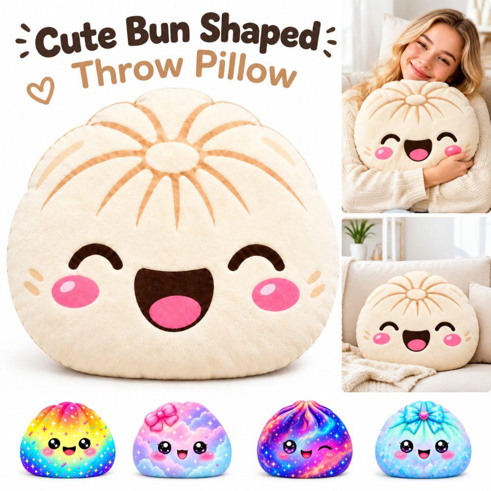 Colorful Squeeze Bun Pillow Double Sided Printing Bun Shaped Cushion Stress Relief Toy  Kids Gift