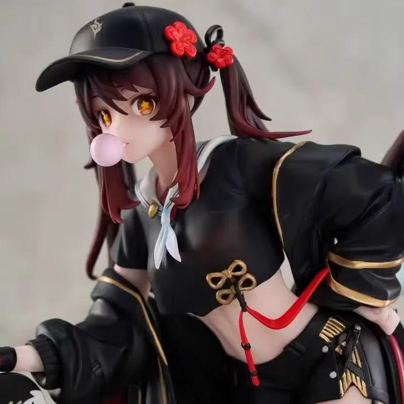 Genshin Impact Hutao Skateboard Girl Action Figure Collectible Statue Anime Doll Desktop Decoration Trendy Toy Gift For Fans