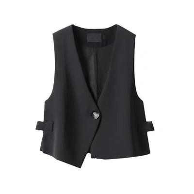 Giacca senza maniche con gilet corto da donna alla moda con canotta