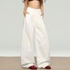 WTEMPO White Wide Leg Denim Pants, Women's High Waisted Loose Oversized Pants