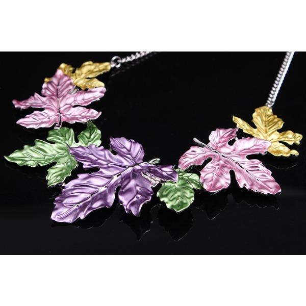 Fashion Big-Name Suits, Colorful Maple Leaf Short Collarbone Necklace Earrings, Women'S Exaggerated Accessories