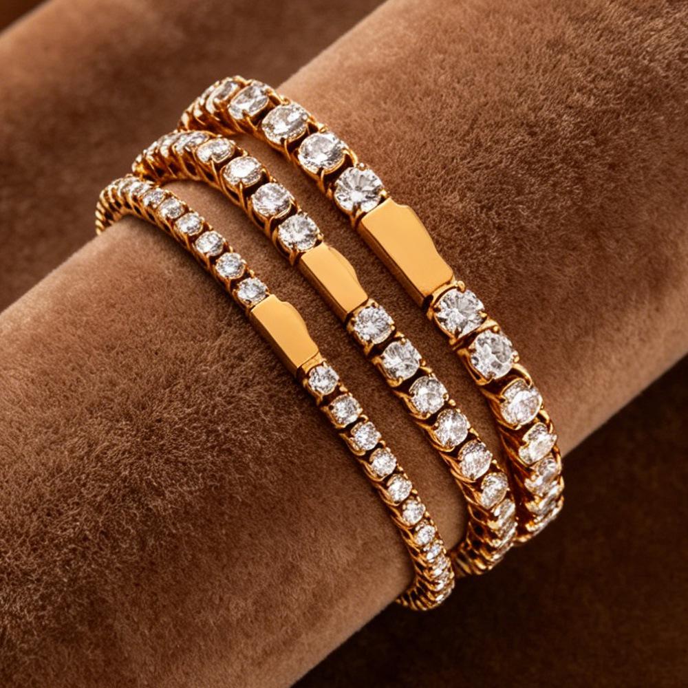 Elegant 4mm Zircon Women's Adjustable Stainless Steel Bracelet