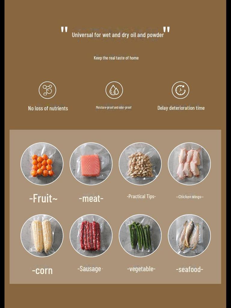 Mașină mică automată de etanșare a alimentelor de uz casnic pentru conservarea alimentelor gătite folosind tehnologia de etanșare a plasticului prin compresie.