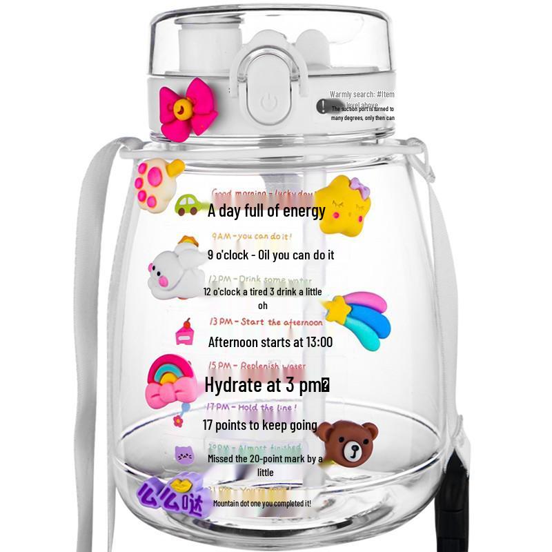 Large Capacity High-Temp Resistant Stylish Water Bottle with Straw for Girls - Perfect for Sports & Summer