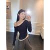 Oblique Shoulder Sexy Long-Sleeve T-Shirt - Early Autumn Slim Fit