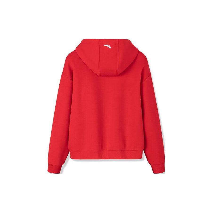 Anta Training Series Logo Letter Print Pattern Hooded Pullover Long Sleeve Sweatshirt Women sweatshirt Classic-Red 162247715-3