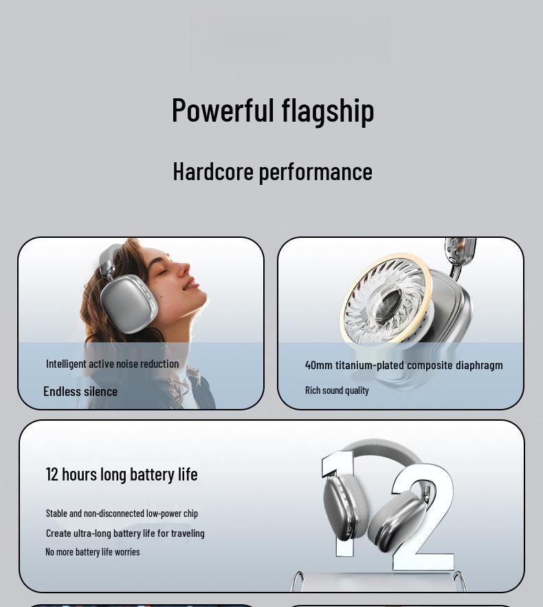Electroplated Wireless Noise-Cancelling Bluetooth Headphones with Ultra-Long Battery Life