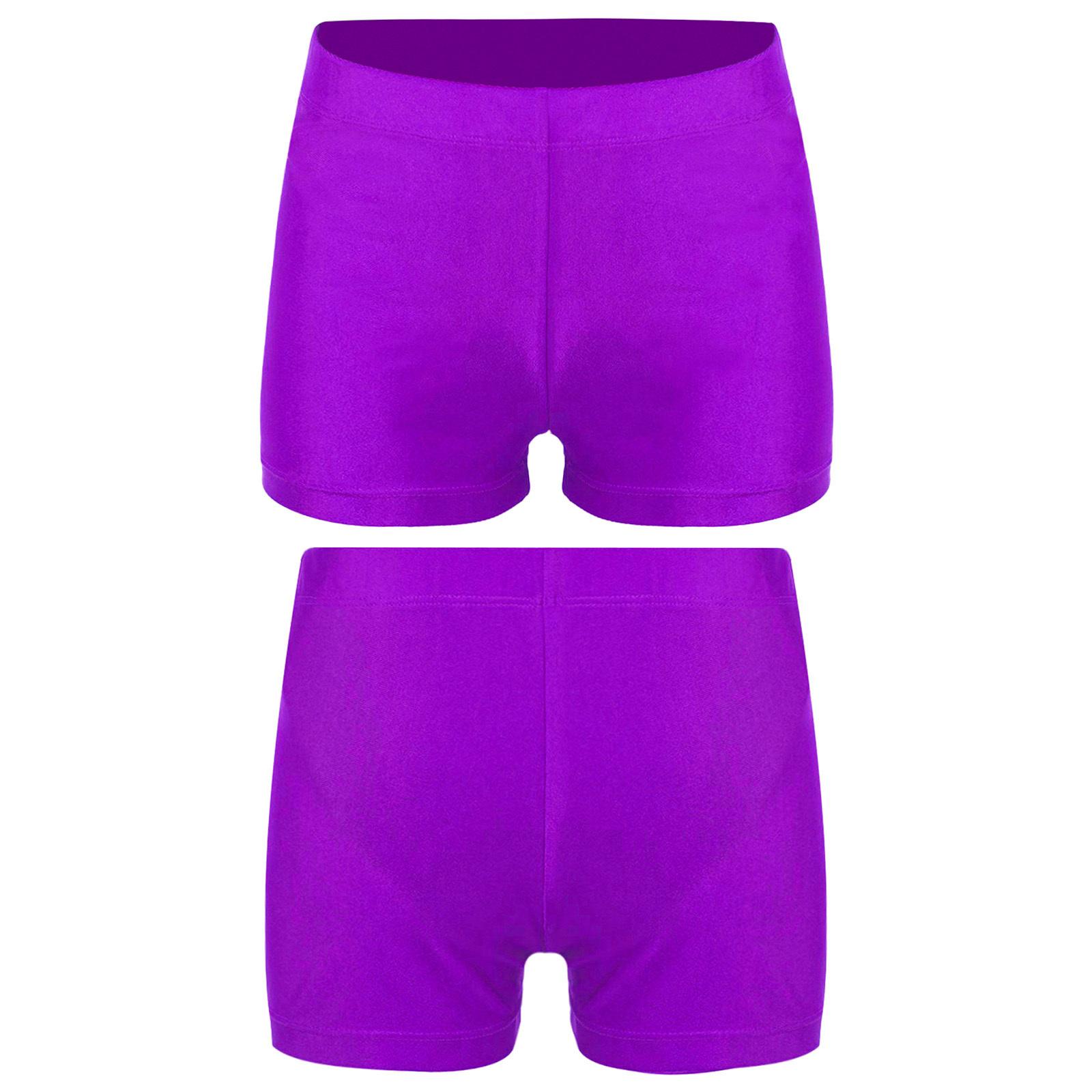 

Elastic Waistband Kids Shorts for Gymnastics Boys Workout Training Pants Comfortable Stretch Athletic Competition Wear 15-16 Years фіолетовий