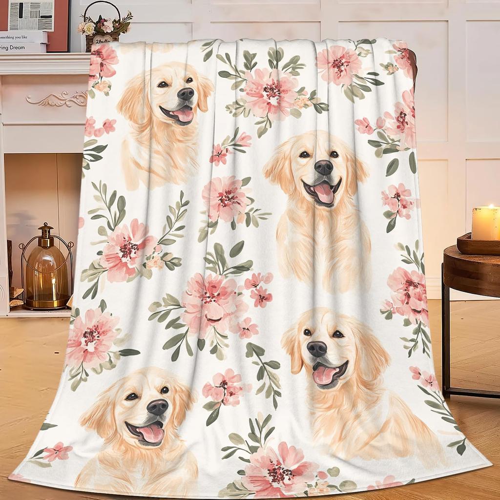 Golden Retriever Blanket Soft Lightweight Flannel Fleece Throw Blanket for Couch Bed Sofa Travel Gift for Women Girls Pet Lovers