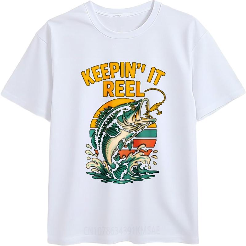 Solid Color For Unisex O Neck Tshirt Unisex Keepin It Reel Fishing Design Anime For Him Tops Quick Dry Shirt Crew Neck Tshirt