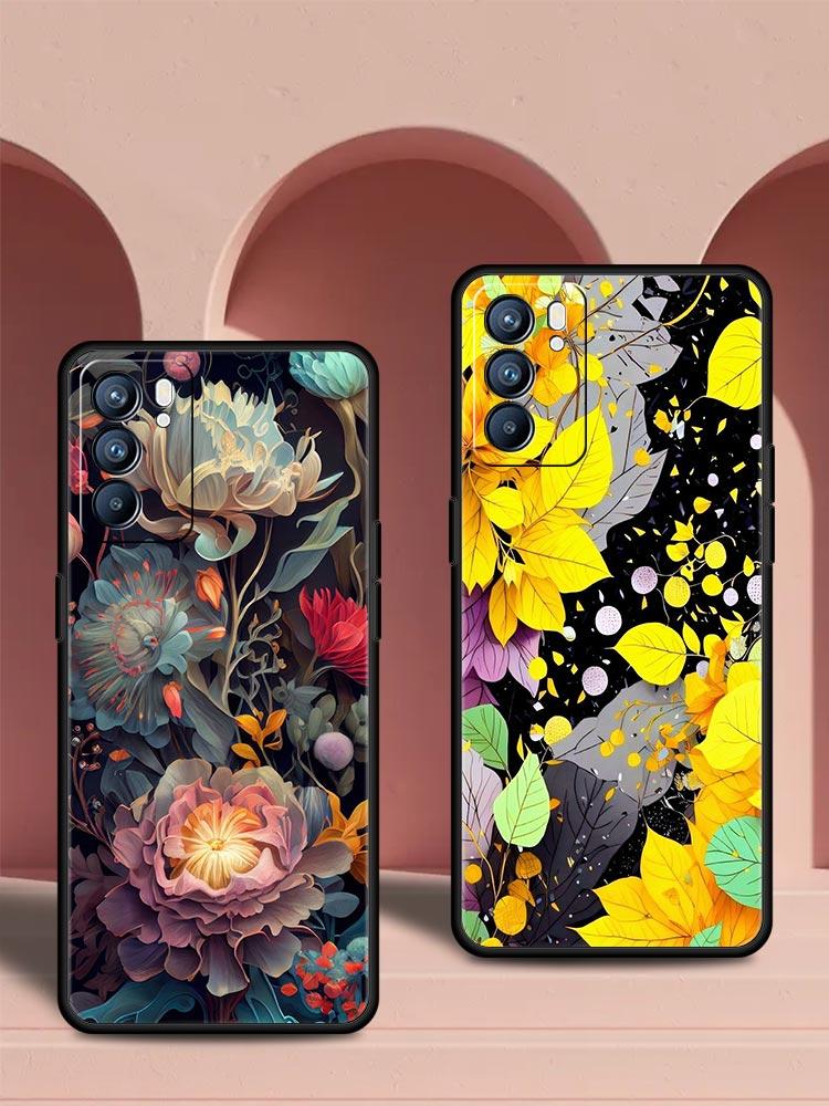 Abstract Plants Flower Phone Case For Oppo Reno 13 12 11 10 7 F Find X5 X6 A98 A80 A79 A78 A57 A54 A31 A17 Pro 5G Soft TPU Cover