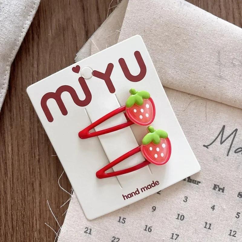 2pcs/set Creative Design Fruit Kids Girl Hair Clip Cartoon Peach Strawberry BB Clip for Toddler Kawaii Headwear Hair Accessories