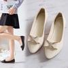 Spring and Summer Women's Shoes with Bow Bean Shallow Mouth Pointed Toe Low Heel Flat Bottom and Rhinestone