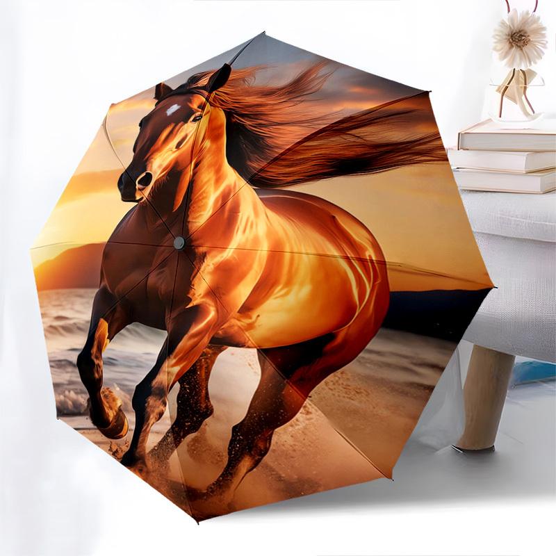 Horse, Sunset- Automatic Umbrella,Suitable for Men and Women,Suitable for Birthdays, Christmas, Gifts for Fashion Lovers0921b