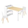 VEVOR Set Tavolo e Sedia per Bambini, Tavolo per Lavoretti per Bambini Piccoli con Mobiletto a 3 Ripiani, Scrivania Gioco Attività in Legno per Bambini con 2 Sedie