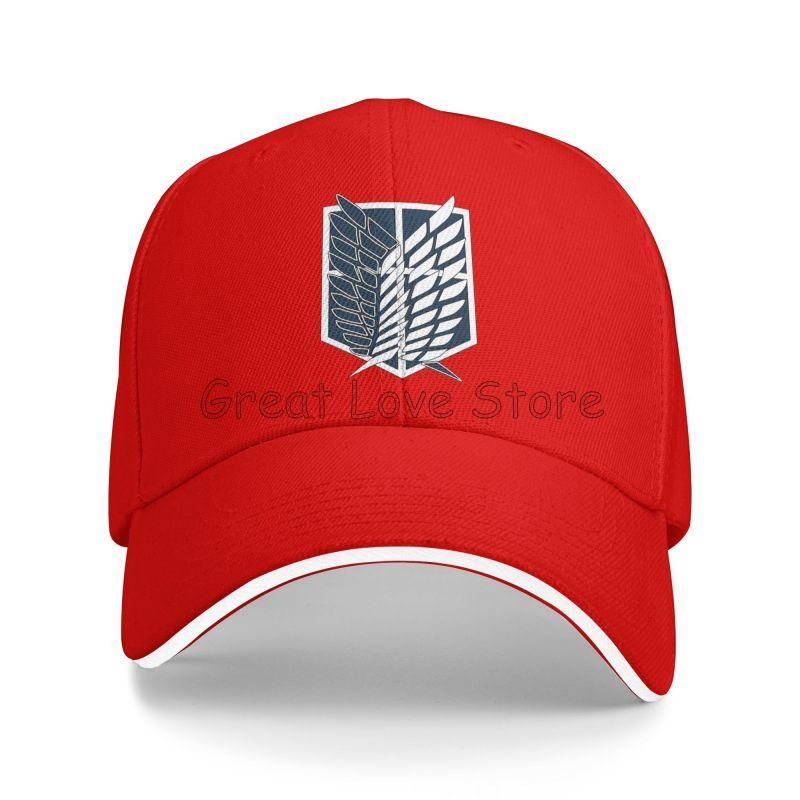 Attack On Titan Logo Print Sandwich Baseball Caps Wings of Freedom Mikasa Snapback Hats Daily Bucket Cap Unisex Adjustable Hat