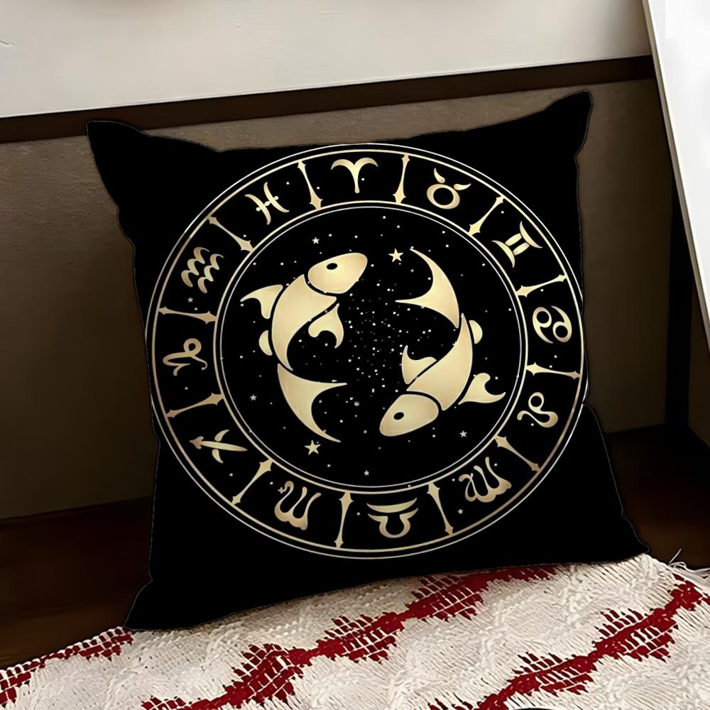 Luxury Twelve Constellation Cushion Cover Reversible Soft Durable Pillow Cover Home  Car MultiScene Use for Daily Comfort