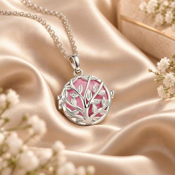 Schwangerschaft Bola Halskette Käfig Lebensbaum rosa Strass