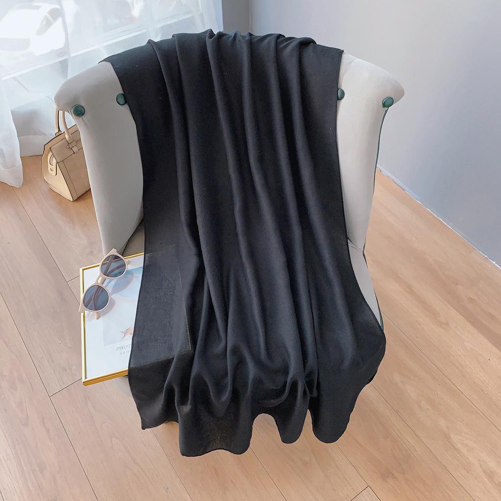 Cotton And Linen Scarf Women'S Literary And Artistic Long Solid Color Shawl Thin Versatile Neck Protection Silk Scarf Air Conditioner Outside The Room