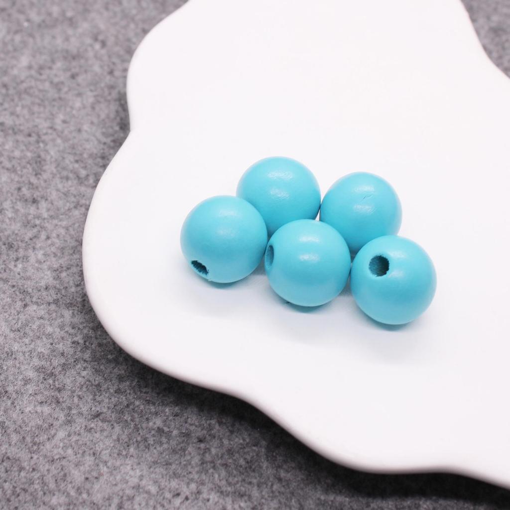 Children's Solid Color 16mm Wooden Beads - Colorful Round Beads for DIY Jewelry