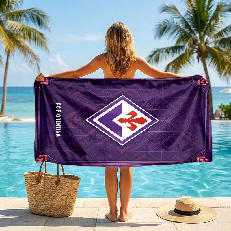 Telo da Spiaggia Asciugatura Rapida Fiorentina FC Stampa Microfibra Assorbente Portatile da Viaggio Asciugamano da Nuoto