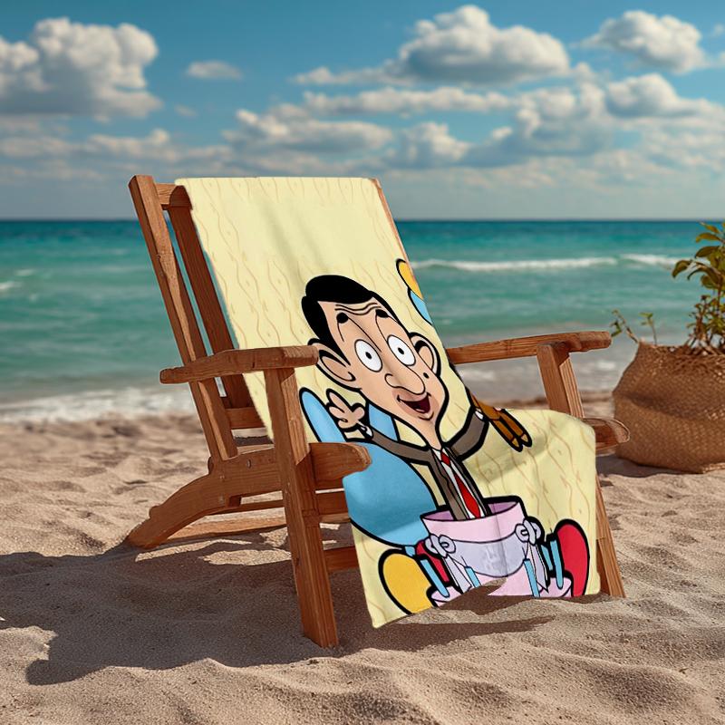 Ultra-Soft Beach Towel with Mr. Bean Theme,Ideal for Pool - Camping, Diving - Perfect Travel Essential, Vibrant Beach Towel.
