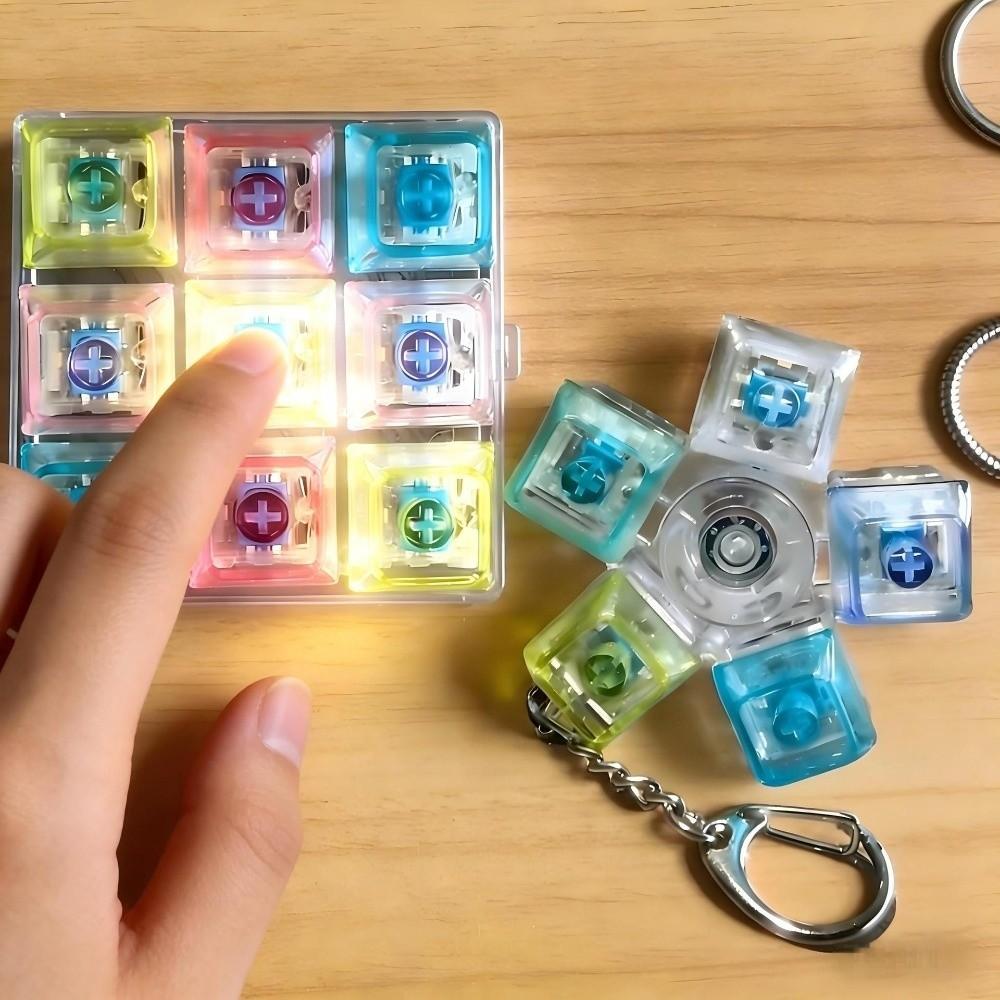 5-Button Stress Relief Keychain 9-Button Flash Pinch Toy New Luminous Keyboard Toy  Stress Relief