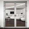 Sturdy Black Barn Door Handle 2Pieces Set Aluminum Alloy Sliding Hardware 7.1Inch Hole Center for Closet Cabinets