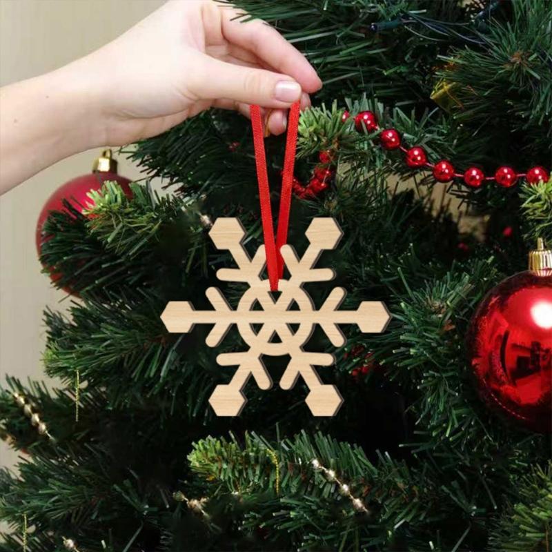 Handmade Wood Snowflakes Decorations For Festival DIY Crafts Customizable Holiday Homes Office Wall Display