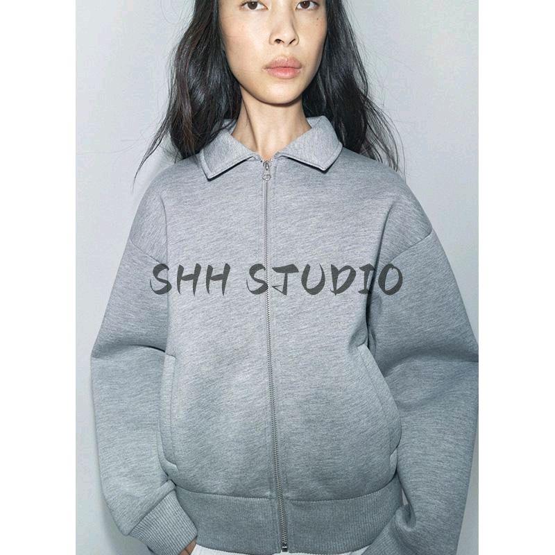 Spring New Women's Clothing French Style Retro Wetsuit Fabric Effect Pilot Jacket Outwear 1529154