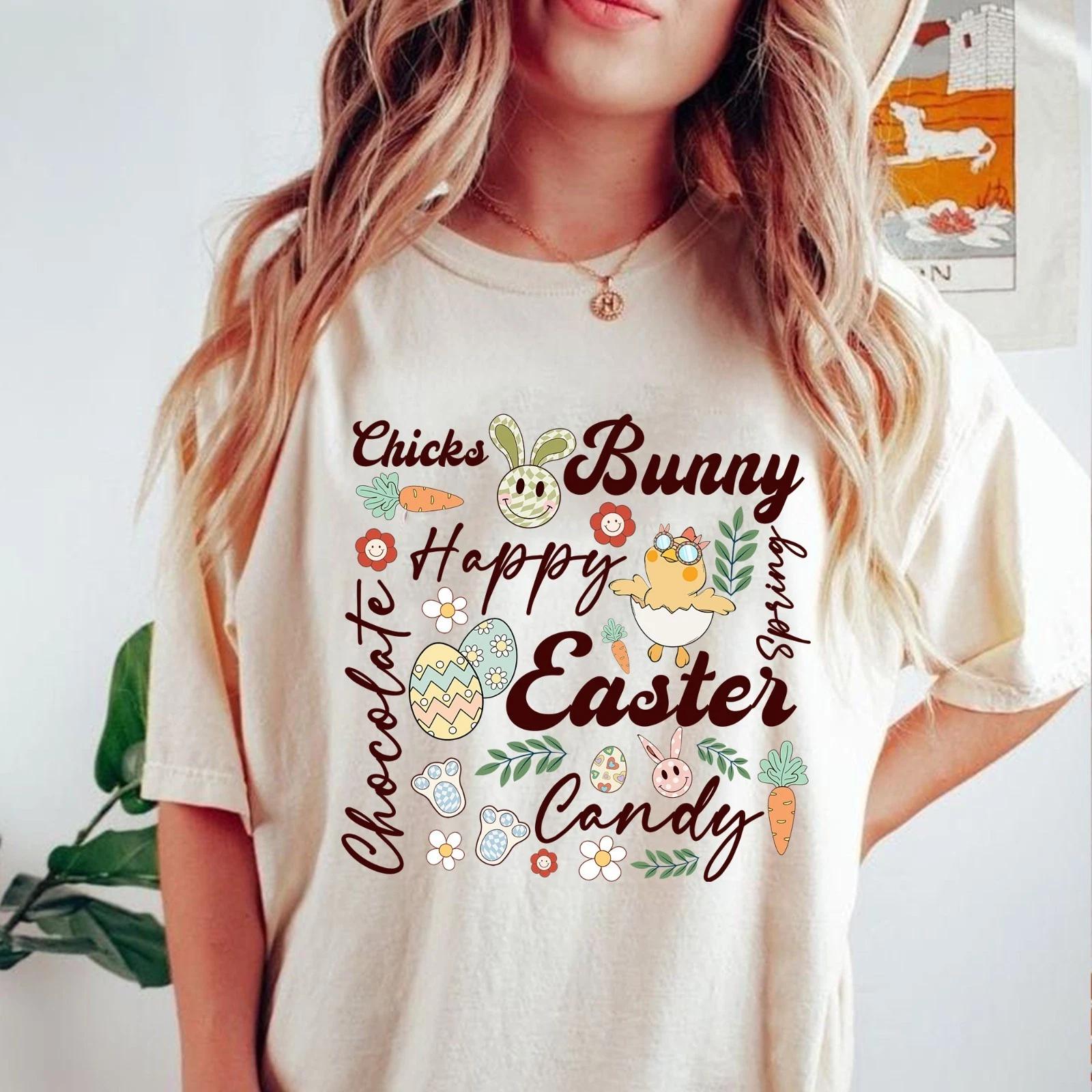

Happy Easter Day Shirt, Vintage Easter Day Floral Tee, Bunny Chick and Chocolate 3XL