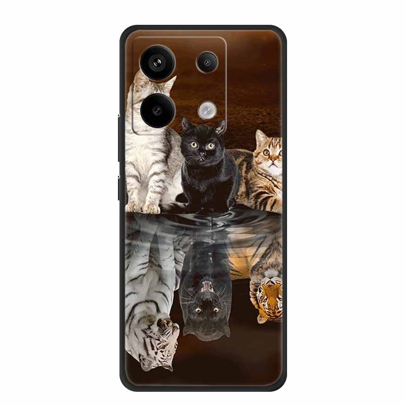 For Redmi Note 13 pro Case Pink Phone Case Fashion Silicone TPU Soft Back Cover Redmi Note 13 Pro Flower Capa 6.67" Cats Coque